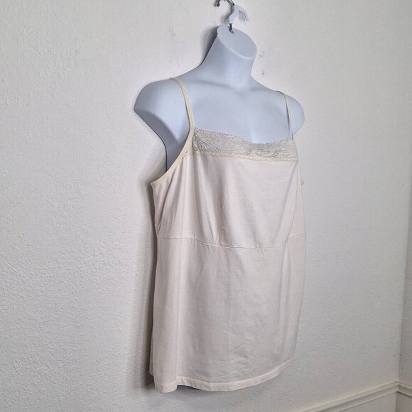 Lane Bryant Lace Cami Sz 26/28 Modal Blend Adjustable Straps Neutral Minimalist - Picture 4 of 11